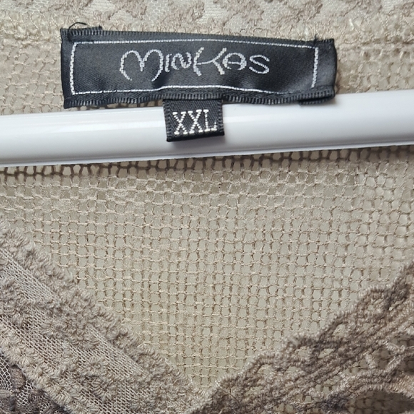 005. Lace & Knit  Asymmetrical Top in Taupe Color - Picture 2 of 9